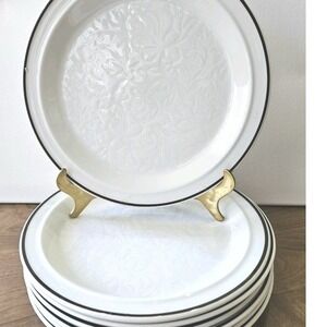 Royal Doulton Lambethware Ting Salad Plates 8" White Floral England Set of 7‎